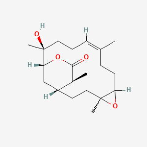 molecular formula C20H32O4 B1236102 (1R,4S,9Z,13S,14R,17S)-13-Hydroxy-4,9,13,17-tetramethyl-5,15-dioxatricyclo[12.3.1.04,6]octadec-9-en-16-one CAS No. 65669-71-8