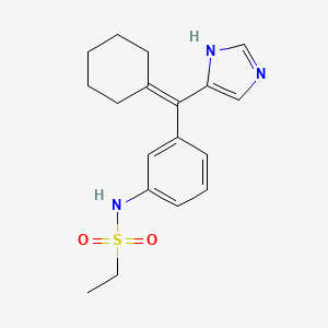 molecular formula C18H23N3O2S B1236118 N-[3-(cyclohexylidene(1H-imidazol-4-ylmethyl)phenyl]ethanesulfonamide 