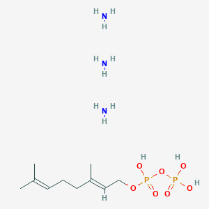 molecular formula C10H29N3O7P2 B123612 氮烷；[(2E)-3,7-二甲基辛-2,6-二烯基] 膦酸氢磷酸酯 CAS No. 116057-55-7