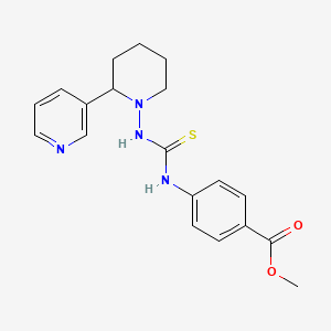 molecular formula C19H22N4O2S B1236133 4-[[[[2-(3-Pyridinyl)-1-piperidinyl]amino]-sulfanylidenemethyl]amino]benzoic acid methyl ester 