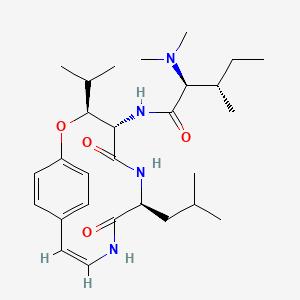 molecular formula C28H44N4O4 B1236141 (2S,3S)-2-(dimethylamino)-N-[(2Z,6S,9S,10S)-6-isobutyl-10-isopropyl-5,8-dioxo-11-oxa-4,7-diazabicyclo[10.2.2]hexadeca-1(14),2,12,15-tetraen-9-yl]-3-methyl-pentanamide 