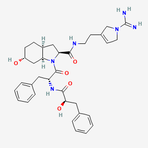 molecular formula C34H44N6O5 B1236148 (2R,3AS,6R,7AS)-N-(2-{1-[Amino(imino)methyl]-2,5-dihydro-1H-pyrrol-3-YL}ethyl)-6-hydroxy-1-{N-[(2S)-2-hydroxy-3-phenylpropanoyl]phenylalanyl}octahydro-1H-indole-2-carboxamide 