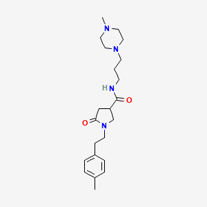molecular formula C22H34N4O2 B1236151 1-[2-(4-methylphenyl)ethyl]-N-[3-(4-methyl-1-piperazinyl)propyl]-5-oxo-3-pyrrolidinecarboxamide 