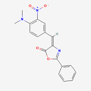 molecular formula C18H15N3O4 B1236192 5(4H)-Oxazolone, 4-((4-(dimethylamino)-3-nitrophenyl)methylene)-2-phenyl- CAS No. 59935-38-5