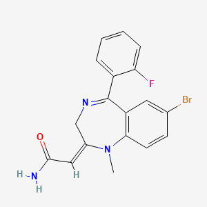 molecular formula C18H15BrFN3O B1236216 (2E)-2-[7-bromo-5-(2-fluorophenyl)-1-methyl-3H-1,4-benzodiazepin-2-ylidene]acetamide CAS No. 124783-68-2