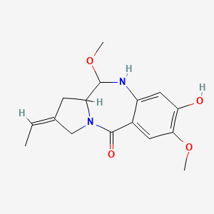 molecular formula C16H20N2O4 B1236314 (8Z)-8-ethylidene-3-hydroxy-2,6-dimethoxy-6,6a,7,9-tetrahydro-5H-pyrrolo[2,1-c][1,4]benzodiazepin-11-one 