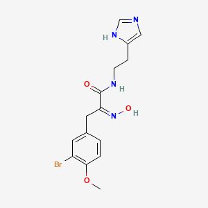 molecular formula C15H17BrN4O3 B1236317 (2Z)-3-(3-bromo-4-methoxyphenyl)-2-hydroxyimino-N-[2-(1H-imidazol-5-yl)ethyl]propanamide 