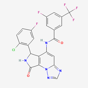 molecular formula C22H11ClF5N5O2 B12363233 N-[5-(2-chloro-5-fluorophenyl)-3-oxo-1,4,10,12-tetrazatricyclo[7.3.0.02,6]dodeca-2(6),7,9,11-tetraen-7-yl]-3-fluoro-5-(trifluoromethyl)benzamide 