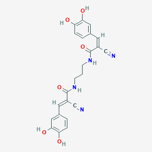 molecular formula C23H20N4O6 B1236347 (Z)-2-cyano-N-[3-[[(E)-2-cyano-3-(3,4-dihydroxyphenyl)prop-2-enoyl]amino]propyl]-3-(3,4-dihydroxyphenyl)prop-2-enamide 