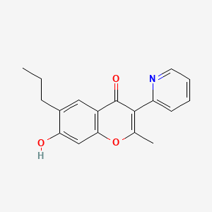 molecular formula C18H17NO3 B1236350 7-Hydroxy-2-methyl-6-propyl-3-(2-pyridinyl)-1-benzopyran-4-one 