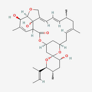 molecular formula C34H48O8 B1236379 (3'R,4S,5'S,6S,6'S,8R,10E,13R,14E,16E,20R,21R,24S)-6'-[(E)-But-2-en-2-yl]-3',21,24-trihydroxy-5',11,13,22-tetramethylspiro[3,7,19-trioxatetracyclo[15.6.1.14,8.020,24]pentacosa-10,14,16,22-tetraene-6,2'-oxane]-2-one CAS No. 115021-83-5
