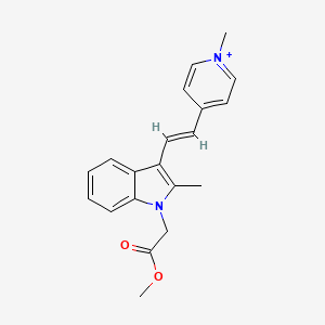 molecular formula C20H21N2O2+ B1236393 methyl 2-[2-methyl-3-[(E)-2-(1-methylpyridin-1-ium-4-yl)ethenyl]indol-1-yl]acetate 