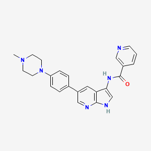 molecular formula C24H24N6O B1236397 N-{5-[4-(4-Methylpiperazin-1-YL)phenyl]-1H-pyrrolo[2,3-B]pyridin-3-YL}nicotinamide 