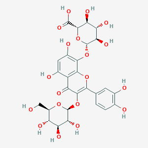 molecular formula C27H28O19 B12363991 Herbacetin 3-O-glucopyranoside-8-O-glucuronopyranoside CAS No. 135010-45-6