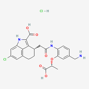 (3S)-3-[2-[4-(aminomethyl)-2-[(1R)-1-carboxyethoxy]anilino]-2-oxoethyl]-7-chloro-1,3,4,5-tetrahydrobenzo[cd]indole-2-carboxylic acid;hydrochloride