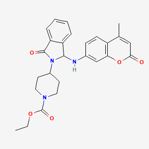 4-[1-[(4-methyl-2-oxo-1-benzopyran-7-yl)amino]-3-oxo-1H-isoindol-2-yl]-1-piperidinecarboxylic acid ethyl ester