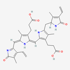 molecular formula C33H36N4O6 B1236447 3-[(2E,5Z)-2-[[3-(2-carboxyethyl)-5-[(4-ethenyl-3-methyl-5-oxo-1,2-dihydropyrrol-2-yl)methyl]-4-methyl-1H-pyrrol-2-yl]methylidene]-5-[(3-ethenyl-4-methyl-5-oxopyrrol-2-yl)methylidene]-4-methylpyrrol-3-yl]propanoic acid CAS No. 137429-14-2