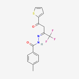 molecular formula C16H13F3N2O2S B1236449 4-methyl-N'-[(1Z)-3-oxo-3-thien-2-yl-1-(trifluoromethyl)propylidene]benzohydrazide 