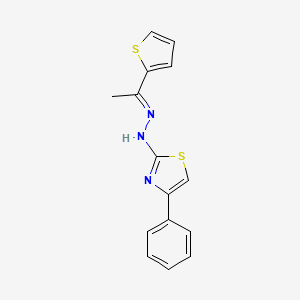 molecular formula C15H13N3S2 B1236451 4-phenyl-N-[(E)-1-thiophen-2-ylethylideneamino]-1,3-thiazol-2-amine 