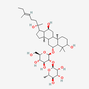 molecular formula C42H72O13 B1236468 (2S,3R,4R,5R,6S)-2-[(2R,3R,4S,5S,6R)-2-[[(6R,10R,12S,14R)-3,12-dihydroxy-17-[(E,2S)-2-hydroxy-6-methyloct-5-en-2-yl]-4,4,10,14-tetramethyl-1,2,3,5,6,7,8,9,11,12,13,15,16,17-tetradecahydrocyclopenta[a]phenanthren-6-yl]oxy]-4,5-dihydroxy-6-(hydroxymethyl)oxan-3-yl]oxy-6-methyloxane-3,4,5-triol 