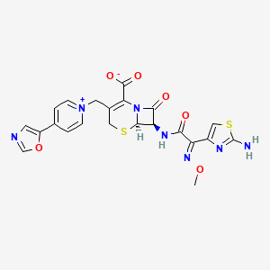 molecular formula C22H19N7O6S2 B1236489 Pyridinium, 1-[[(6R,7R)-7-[[(2Z)-(2-amino-4-thiazolyl)(methoxyimino)acetyl]amino]-2-carboxy-8-oxo-5-thia-1-azabicyclo[4.2.0]oct-2-en-3-yl]methyl]-4-(5-oxazolyl)-, inner salt CAS No. 102253-70-3