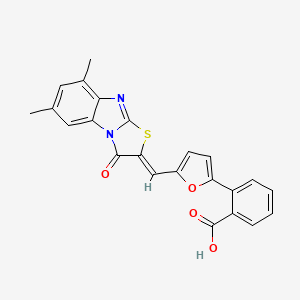 molecular formula C23H16N2O4S B1236505 2-[5-[(Z)-(5,7-dimethyl-1-oxo-[1,3]thiazolo[3,2-a]benzimidazol-2-ylidene)methyl]furan-2-yl]benzoic acid 