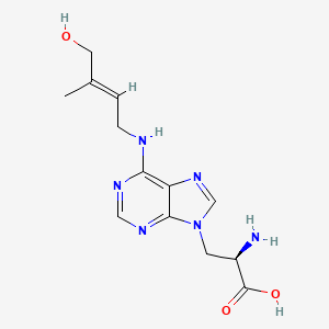 molecular formula C13H18N6O3 B1236516 (S)-2-Amino-3-{[(E)-4-hydroxy-3-methylbut-2-enylamino]purin-9-yl}propanoic acid 