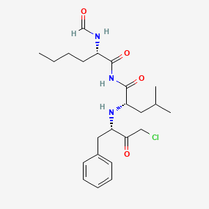 molecular formula C23H34ClN3O4 B1236524 L-Leucinamide, N-formyl-L-norleucyl-N-(3-chloro-2-oxo-1-(phenylmethyl)propyl)-, (S)- CAS No. 81134-56-7