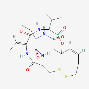 molecular formula C24H36N4O6S2 B1236535 (7Z,16Z)-7-ethylidene-4,21-di(propan-2-yl)-2-oxa-12,13-dithia-5,8,20,23-tetrazabicyclo[8.7.6]tricos-16-ene-3,6,9,19,22-pentone 