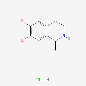 molecular formula C12H18ClNO2 B1236539 6,7-Dimethoxy-1-methyl-1,2,3,4-tetrahydroisoquinoline hydrochloride CAS No. 63283-42-1