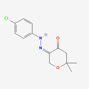 molecular formula C13H15ClN2O2 B1236556 (5Z)-5-[(4-chlorophenyl)hydrazinylidene]-2,2-dimethyloxan-4-one 