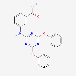 molecular formula C22H16N4O4 B1236559 3-[(4,6-Diphenoxy-1,3,5-triazin-2-yl)amino]benzoic acid 