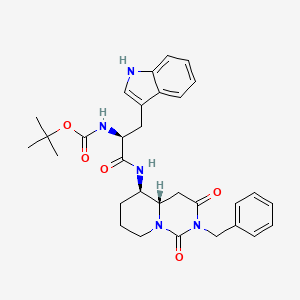 molecular formula C31H37N5O5 B1236581 [(S)-1-((4aS,5R)-2-Benzyl-1,3-dioxo-octahydro-pyrido[1,2-c]pyrimidin-5-ylcarbamoyl)-2-(1H-indol-3-yl)-ethyl]-carbamic acid tert-butyl ester 