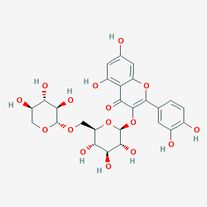molecular formula C26H28O16 B1236587 3',4',5,7-Tetrahydroxy-3-[(6-O-beta-D-xylopyranosyl-beta-D-glucopyranosyl)oxy]flavone 