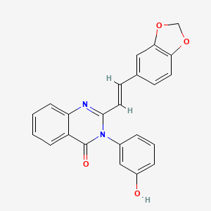 molecular formula C23H16N2O4 B1236592 2-[(E)-2-(1,3-benzodioxol-5-yl)ethenyl]-3-(3-hydroxyphenyl)quinazolin-4-one 