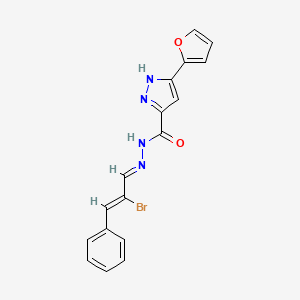 molecular formula C17H13BrN4O2 B1236593 N'-(2-bromo-3-phenyl-2-propen-1-ylidene)-3-(2-furyl)-1H-pyrazole-5-carbohydrazide 