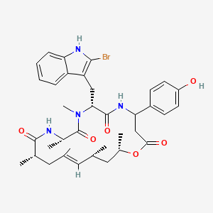 molecular formula C36H45BrN4O6 B1236595 (7R,10S,13S,15E,17R,19S)-7-[(2-bromo-1H-indol-3-yl)methyl]-4-(4-hydroxyphenyl)-8,10,13,15,17,19-hexamethyl-1-oxa-5,8,11-triazacyclononadec-15-ene-2,6,9,12-tetrone 
