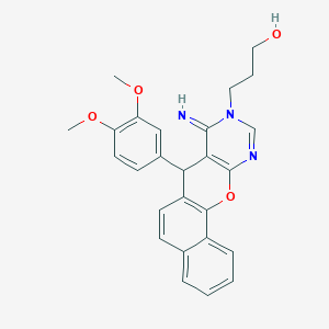 3-[7-(3,4-dimethoxyphenyl)-8-imino-7H-benzo[7,8]chromeno[2,3-d]pyrimidin-9(8H)-yl]propan-1-ol