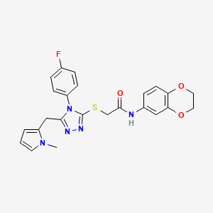 molecular formula C24H22FN5O3S B1236640 N-(2,3-DIHYDRO-1,4-BENZODIOXIN-6-YL)-2-{[4-(4-FLUOROPHENYL)-5-[(1-METHYL-1H-PYRROL-2-YL)METHYL]-4H-1,2,4-TRIAZOL-3-YL]SULFANYL}ACETAMIDE 