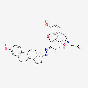 molecular formula C37H43N3O4 B1236656 (7E)-7-[(Z)-(3-hydroxy-13-methyl-7,8,9,11,12,14,15,16-octahydro-6H-cyclopenta[a]phenanthren-17-ylidene)hydrazinylidene]-3-prop-2-enyl-2,4,5,6,7a,13-hexahydro-1H-4,12-methanobenzofuro[3,2-e]isoquinoline-4a,9-diol 