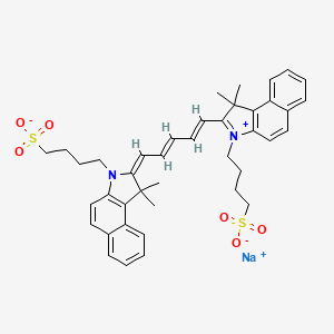 molecular formula C41H45N2NaO6S2 B1236680 Sodium4-(2-(5-(1,1-dimethyl-3-(4-sulfonatobutyl)-1H-benzo[e]indol-2(3H)-ylidene)penta-1,3-dien-1-yl)-1,1-dimethyl-1H-benzo[e]indol-3-ium-3-yl)butane-1-sulfonate CAS No. 64285-36-5