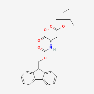 molecular formula C25H28NO6- B12367375 L-Aspartic acid, N-[(9H-fluoren-9-ylmethoxy)carbonyl]-, 4-(1-ethyl-1-methylpropyl) ester 