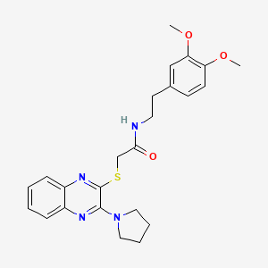 molecular formula C24H28N4O3S B1236746 N-[2-(3,4-dimethoxyphenyl)ethyl]-2-[[3-(1-pyrrolidinyl)-2-quinoxalinyl]thio]acetamide 