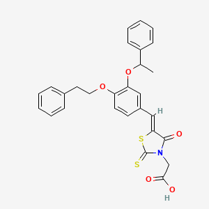 2-Thioxo-4-oxo-5-[3-[(alpha-methylbenzyl)oxy]-4-(phenethyloxy)benzylidene]thiazolidine-3-acetic acid