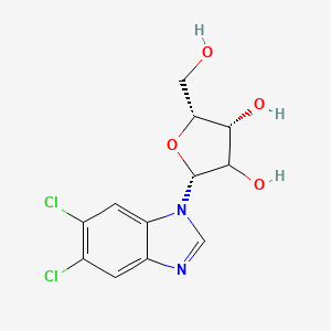 molecular formula C12H12Cl2N2O4 B1236790 (2R,4R,5R)-2-(5,6-dichloro-1-benzimidazolyl)-5-(hydroxymethyl)oxolane-3,4-diol 
