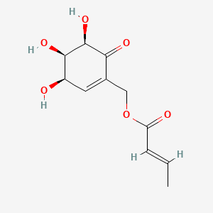 molecular formula C11H14O6 B1236811 2-Crotonyloxymethyl-(4R,5R,6R)-4,5,6-trihydroxycyclohex-2-enone CAS No. 62532-49-4