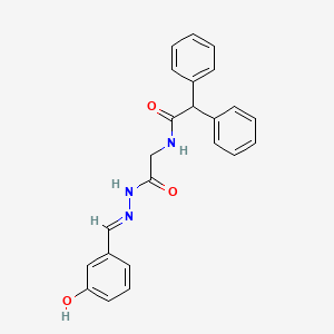 molecular formula C23H21N3O3 B1236832 N-[2-[(2E)-2-[(3-hydroxyphenyl)methylidene]hydrazinyl]-2-oxoethyl]-2,2-diphenylacetamide 