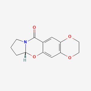 molecular formula C13H13NO4 B1236842 2,3,6A,7,8,9-Hexahydro-11H-[1,4]dioxino[2,3-G]pyrrolo[2,1-B][1,3]benzoxazin-11-one 