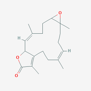 molecular formula C20H28O3 B1236850 (2Z,11Z)-3,8,12,16-tetramethyl-7,18-dioxatricyclo[13.3.0.06,8]octadeca-2,11,15-trien-17-one 