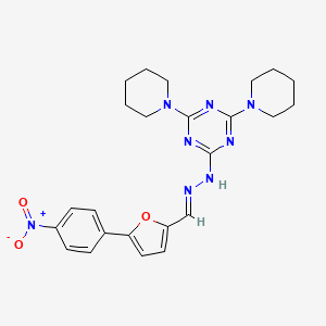 N-[(E)-[5-(4-nitrophenyl)furan-2-yl]methylideneamino]-4,6-di(piperidin-1-yl)-1,3,5-triazin-2-amine